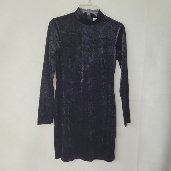 525 Dress Womens Large Black Velvet Mock Neck Long Sleeve Bodycon WR20K235‎ - Picture 1 of 14